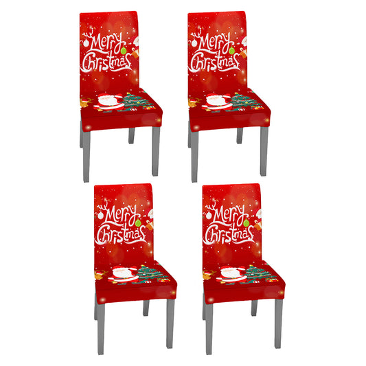 4XChristmas Chair Cover Xmas Chair Slipcover Santa Dining Chair Protector Style2