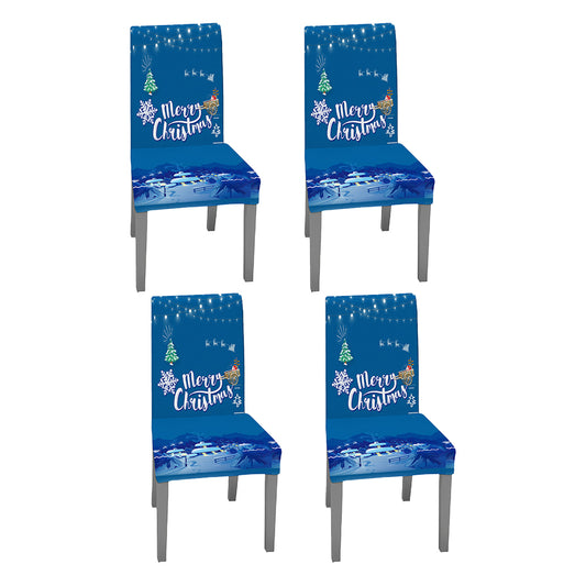 4X Christmas Chair Cover Xmas Chair Slipcover Dining Chair Protector Style5 Blue