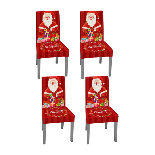 4XChristmas Chair Cover Xmas Chair Slipcover Santa Dining Chair Protector Style6