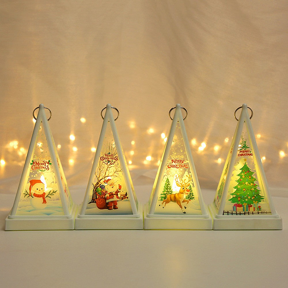 4Pcs Christmas Night Light Xmas Desktop Decorative Lamp with Hanging Ring