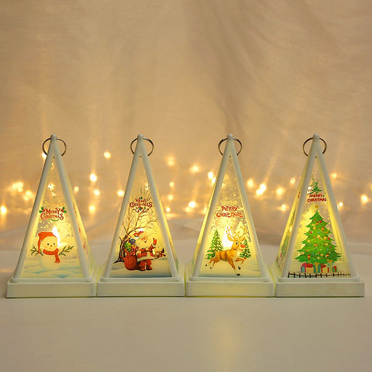 4Pcs Christmas Night Light Xmas Desktop Decorative Lamp with Hanging Ring