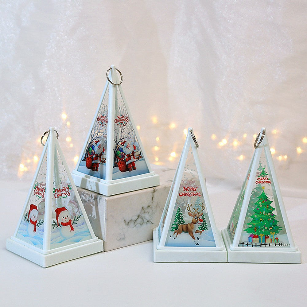 4Pcs Christmas Night Light Xmas Desktop Decorative Lamp with Hanging Ring