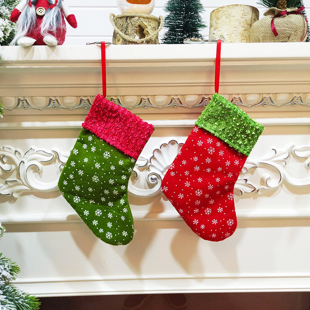 12Pcs Christmas Stockings Christmas Tree Hanging Ornament Snowflake Xmas Decor