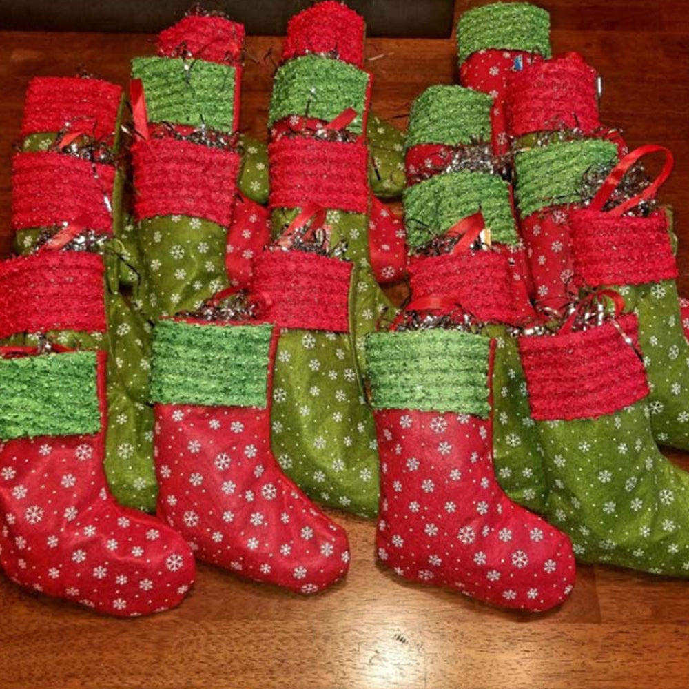 24Pcs Christmas Stockings Christmas Tree Hanging Ornament Snowflake Xmas Decor