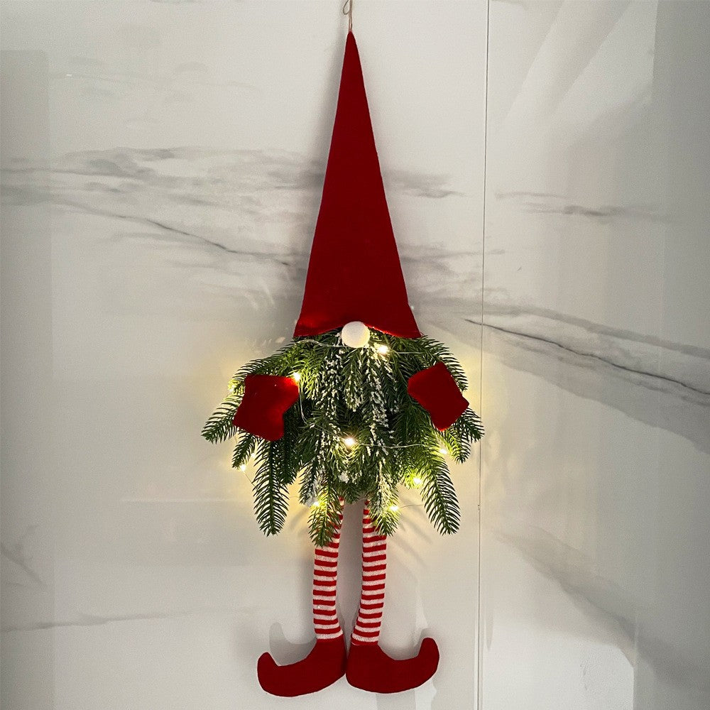 2Pcs Christmas Tree Gnomes Ornament Long-legged Elf Door Hanging Wreath Pendant Xmas Decor