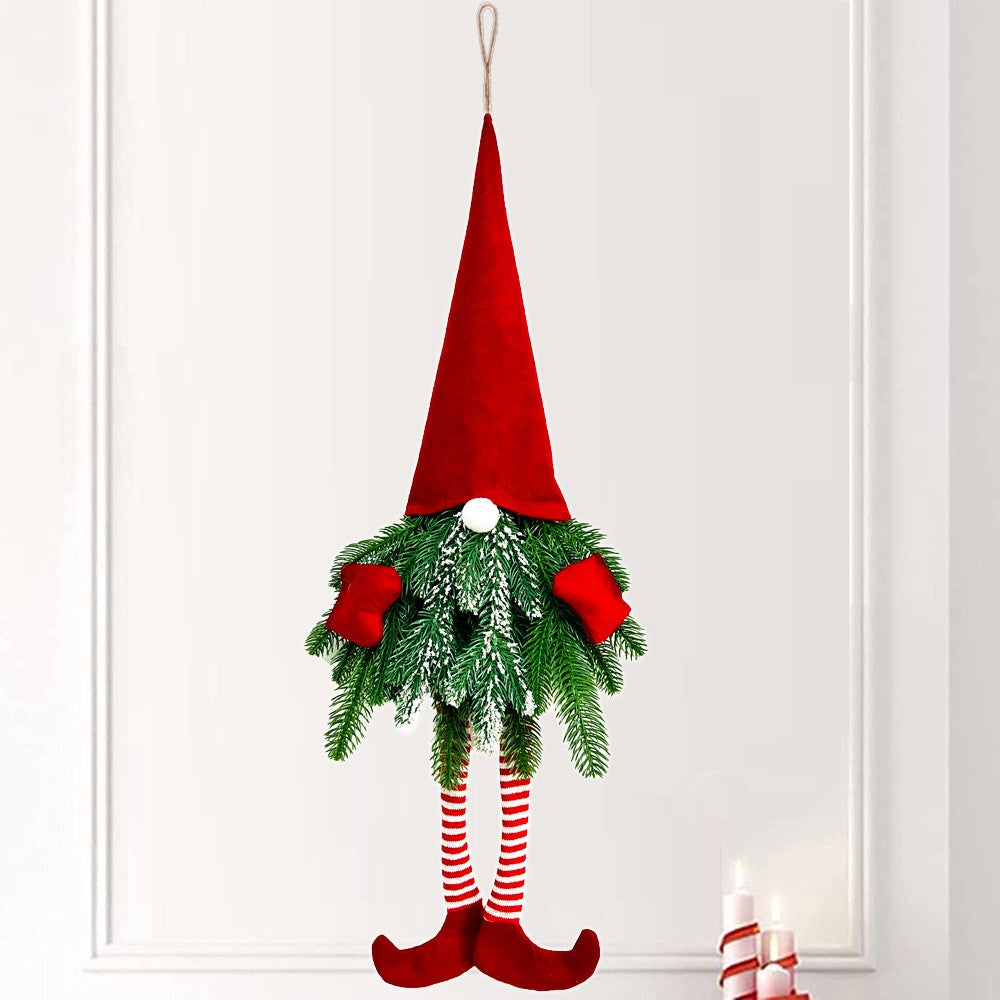 2Pcs Christmas Tree Gnomes Ornament Long-legged Elf Door Hanging Wreath Pendant Xmas Decor