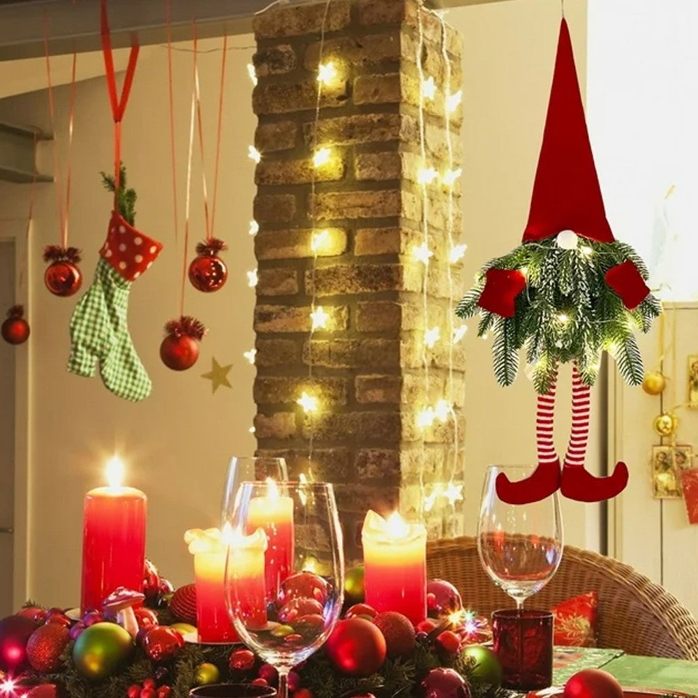2Pcs Christmas Tree Gnomes Ornament Long-legged Elf Door Hanging Wreath Pendant Xmas Decor