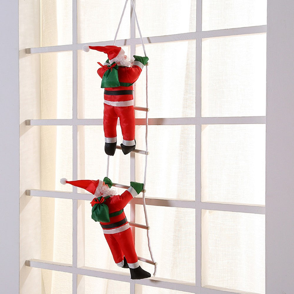 Santa Claus Climbing on Rope Ladder Christmas Pendant - Style 2