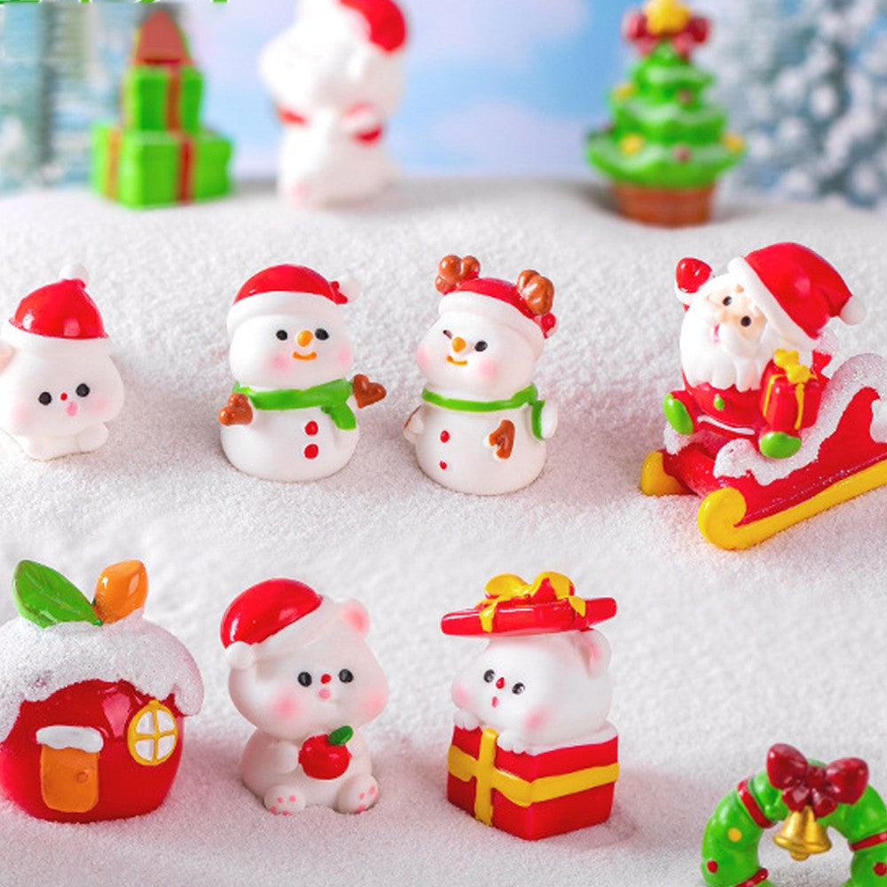 2 Sets of 21Pcs Christmas Miniature Ornaments Resin Christmas Figurines Decor
