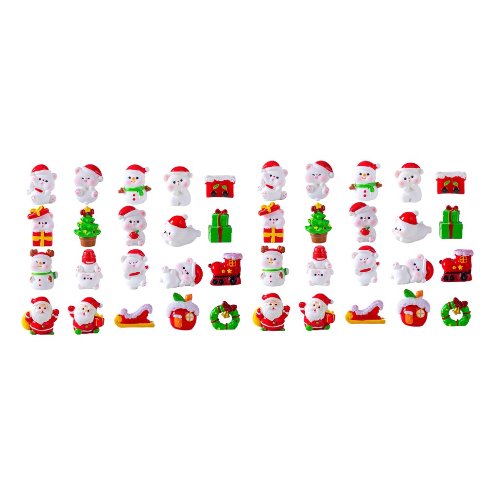 2 Sets of 21Pcs Christmas Miniature Ornaments Resin Christmas Figurines Decor