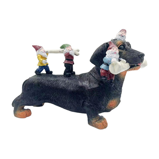 Christmas Gnomes and Dog Resin Statues Outdoor Garden Ornaments - Style 1