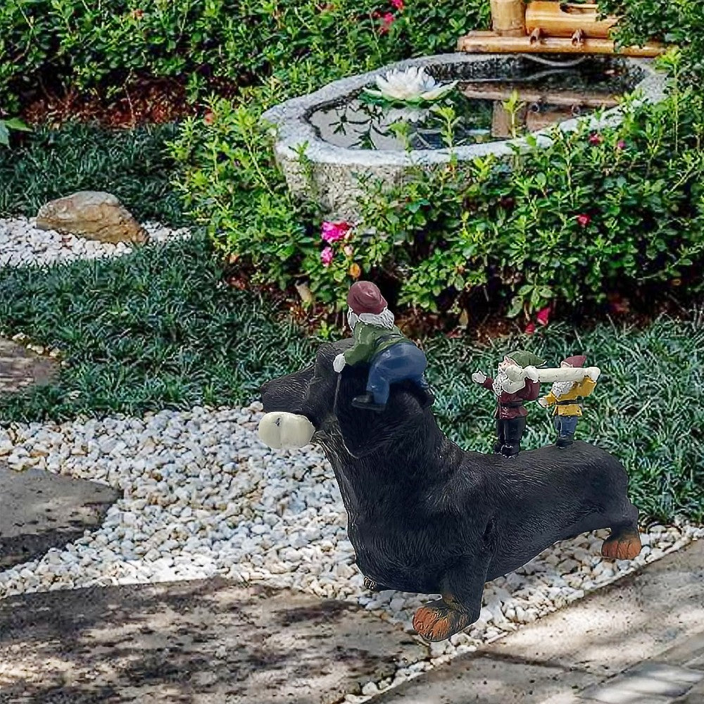 Christmas Gnomes and Dog Resin Statues Outdoor Garden Ornaments - Style 1