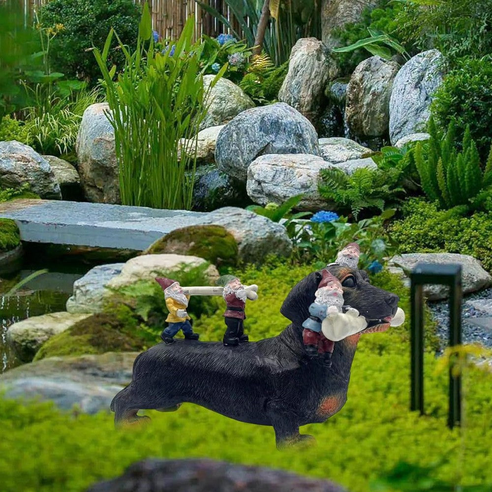 Christmas Gnomes and Dog Resin Statues Outdoor Garden Ornaments - Style 1