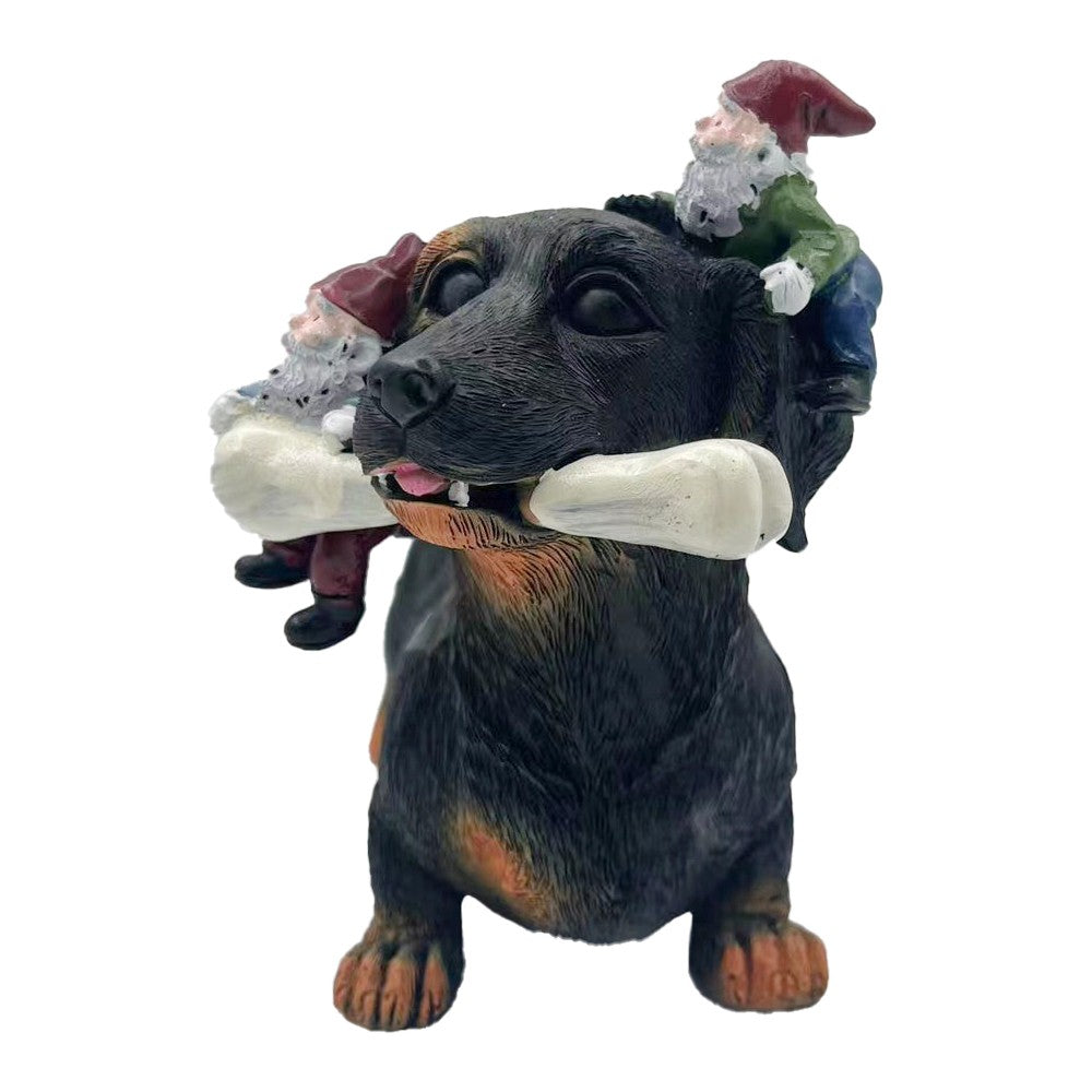 Christmas Gnomes and Dog Resin Statues Outdoor Garden Ornaments - Style 1