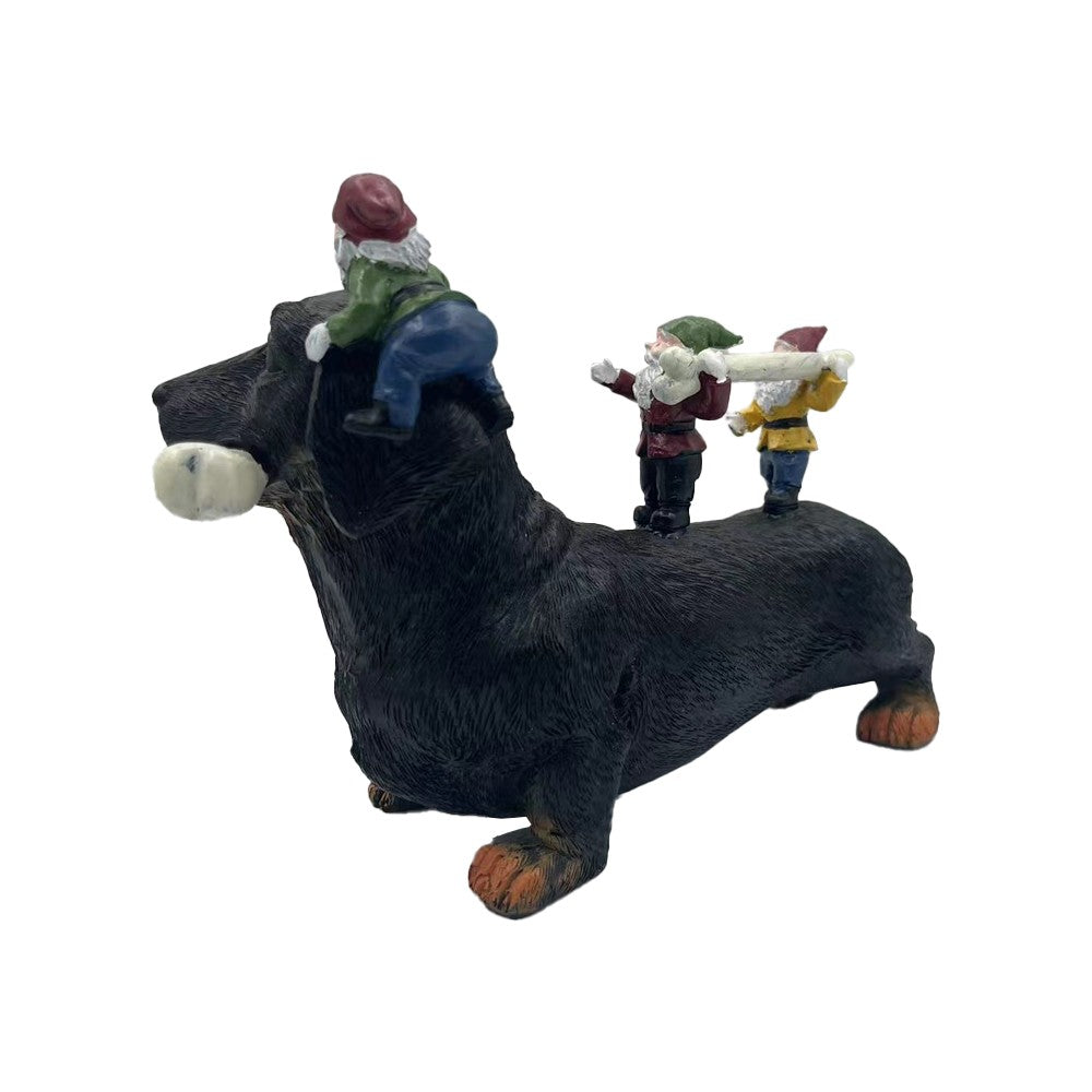 Christmas Gnomes and Dog Resin Statues Outdoor Garden Ornaments - Style 1
