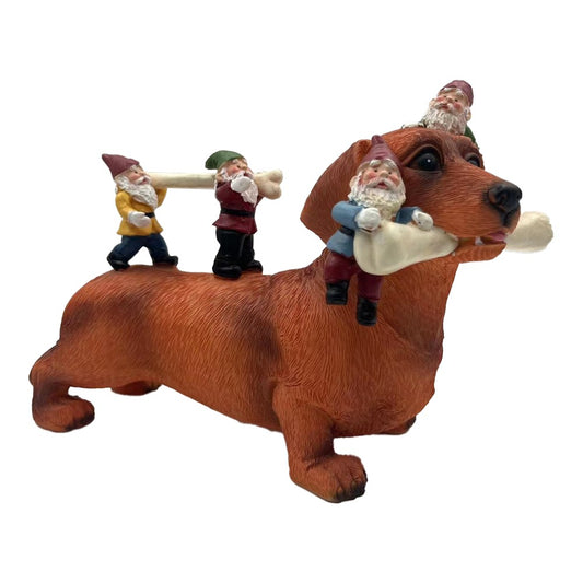 Christmas Gnomes and Dog Resin Statues Outdoor Garden Ornaments - Style 2