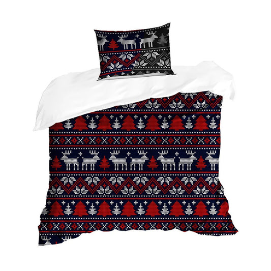 Christmas Printed Bedding Set Quilt Cover Pillowcases Set for Single Bed - Style 5
