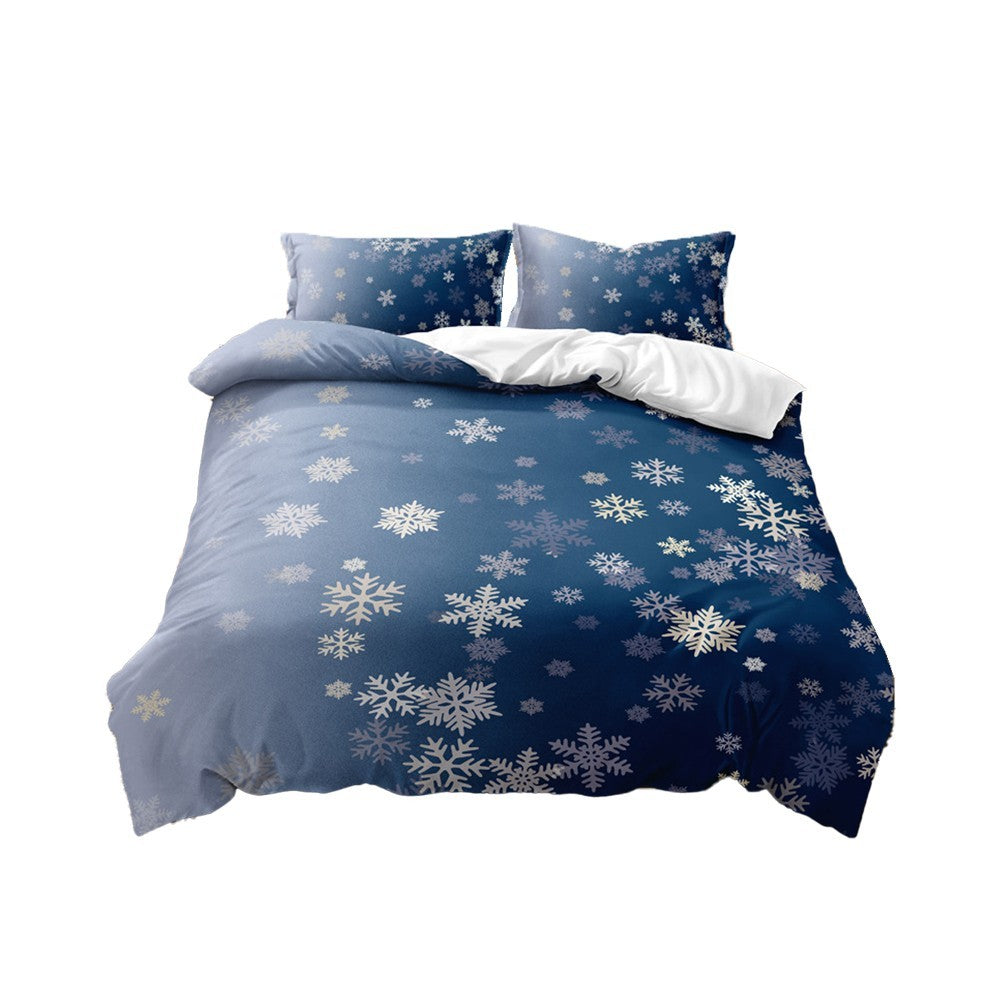 Christmas Printed Bedding Set Quilt Cover Pillowcases Set for Queen Bed - Style 6