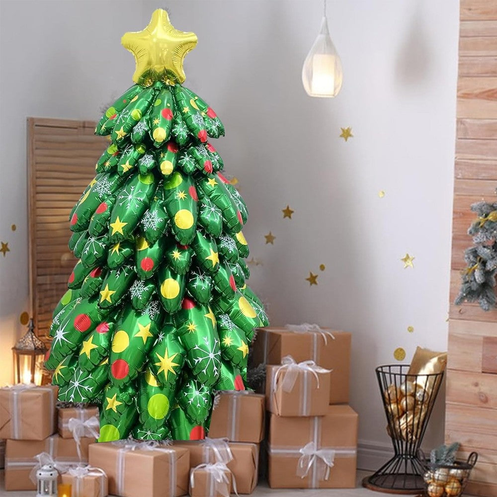 Self Standing Christmas Tree Balloons Foil Balloon Kit Reusable Xmas Party Supplies - Style 1