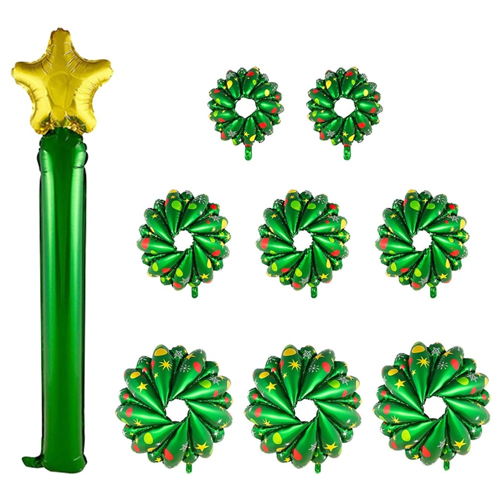 Self Standing Christmas Tree Balloons Foil Balloon Kit Reusable Xmas Party Supplies - Style 1