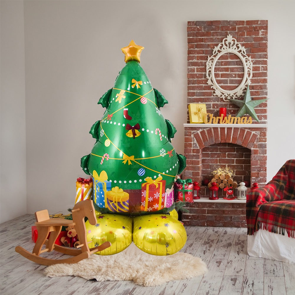 Self Standing Christmas Tree Balloons Foil Balloon Kit Reusable Xmas Party Supplies - Style 3