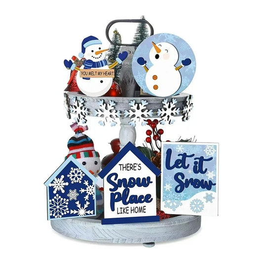 1 X 6-Piece Christmas Tiered Tray Decorations Set Tabletop Farmhouse Signs
