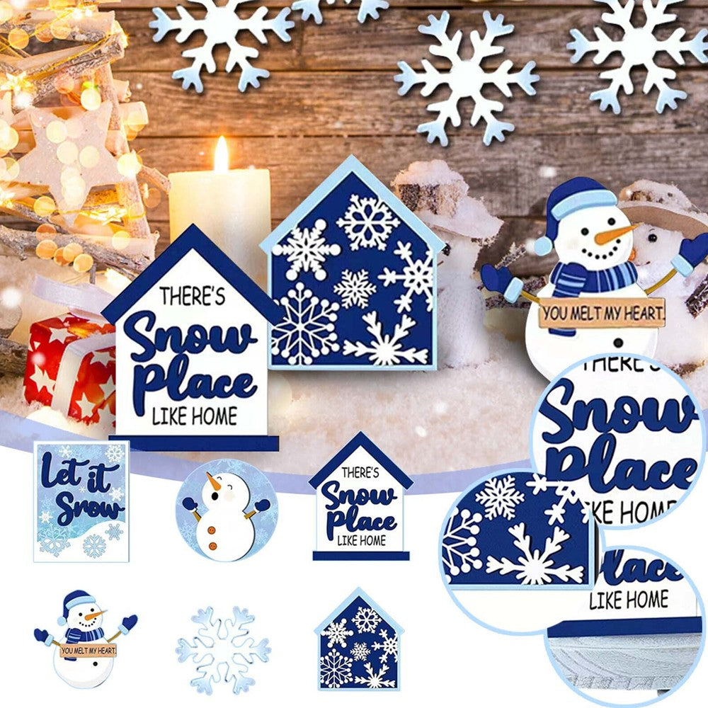 1 X 6-Piece Christmas Tiered Tray Decorations Set Tabletop Farmhouse Signs