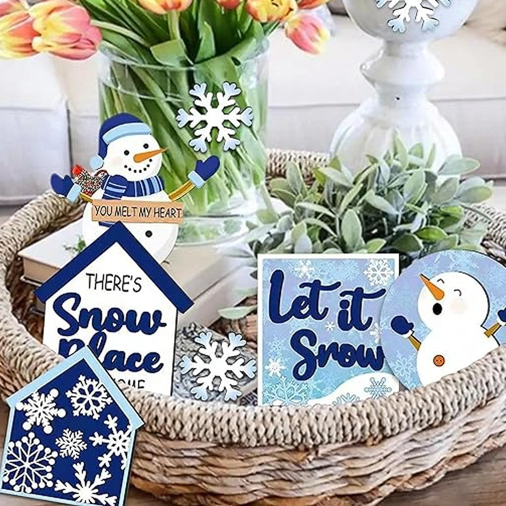 2 X 6-Piece Christmas Tiered Tray Decorations Set Tabletop Farmhouse Signs