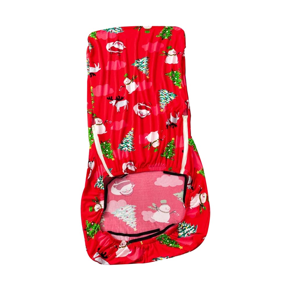 Christmas Printed Stretch Removable Swivel Office Chair Cover - Red M