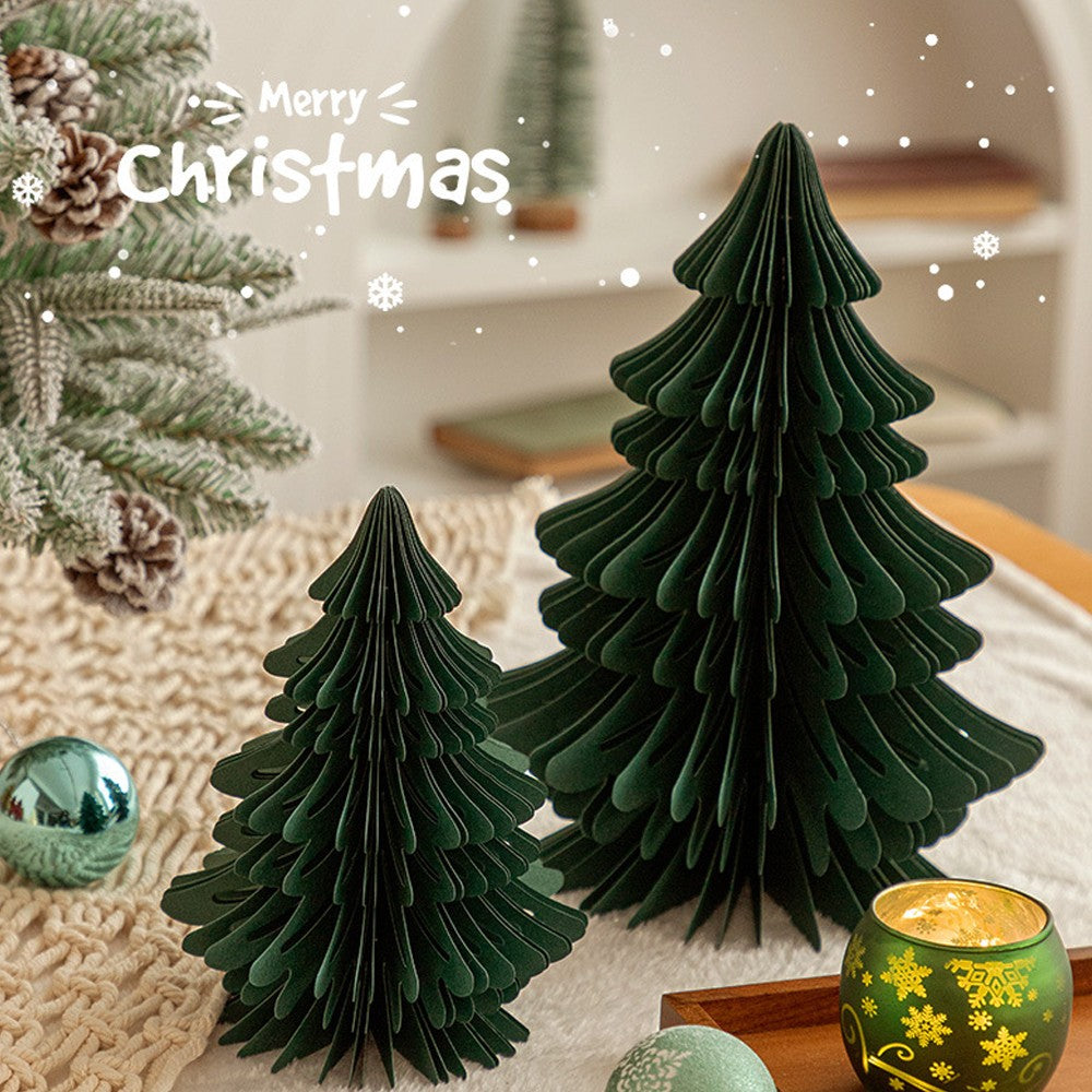 1Pc 20cm Tabletop Paper Honeycomb Christmas Tree Xmas Party Home Decor - Green