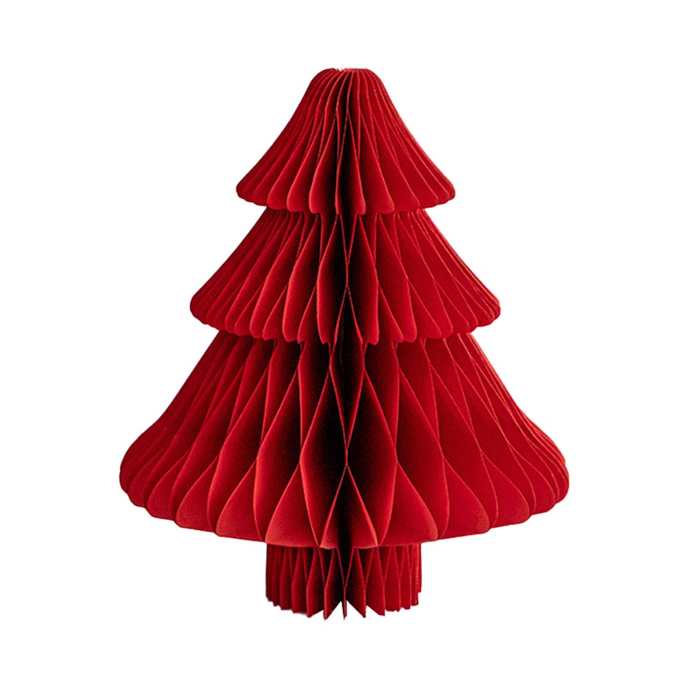 1Pc 30cm Tabletop Paper Honeycomb Christmas Tree Xmas Party Home Decor - Red