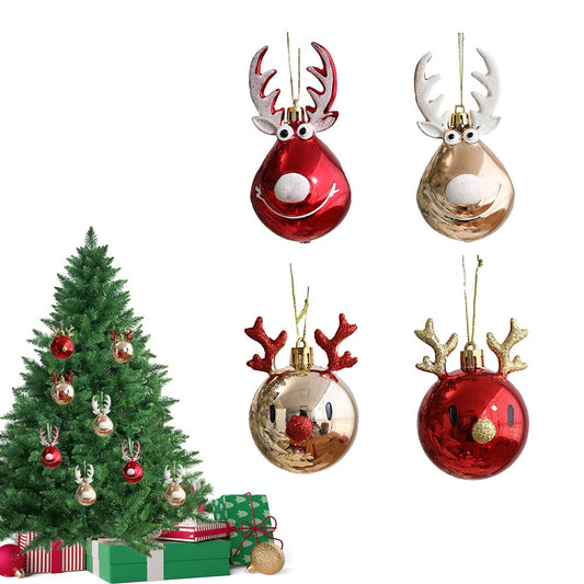 4Pcs Christmas Elk Hanging Ball Ornaments Pendant Xmas Tree Hangings Decor