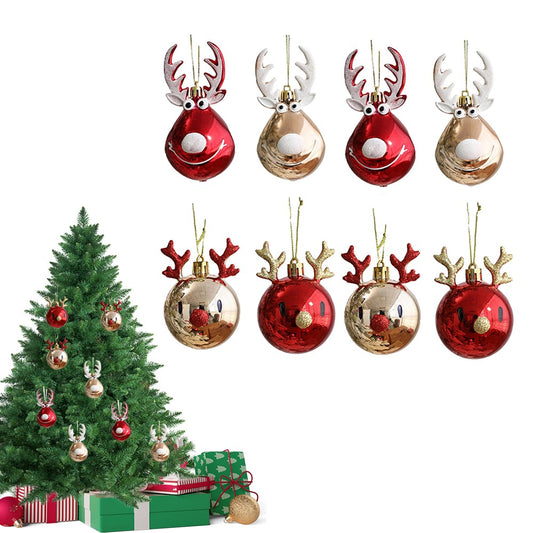 8Pcs Christmas Elk Hanging Ball Ornaments Pendant Xmas Tree Hangings Decor