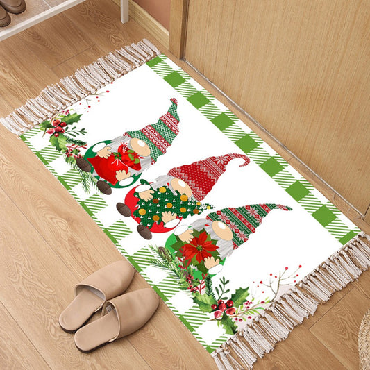 50x80cm Christmas Gnomes Printed Handwoven Floor Mat Indoor Doormat - Style 3