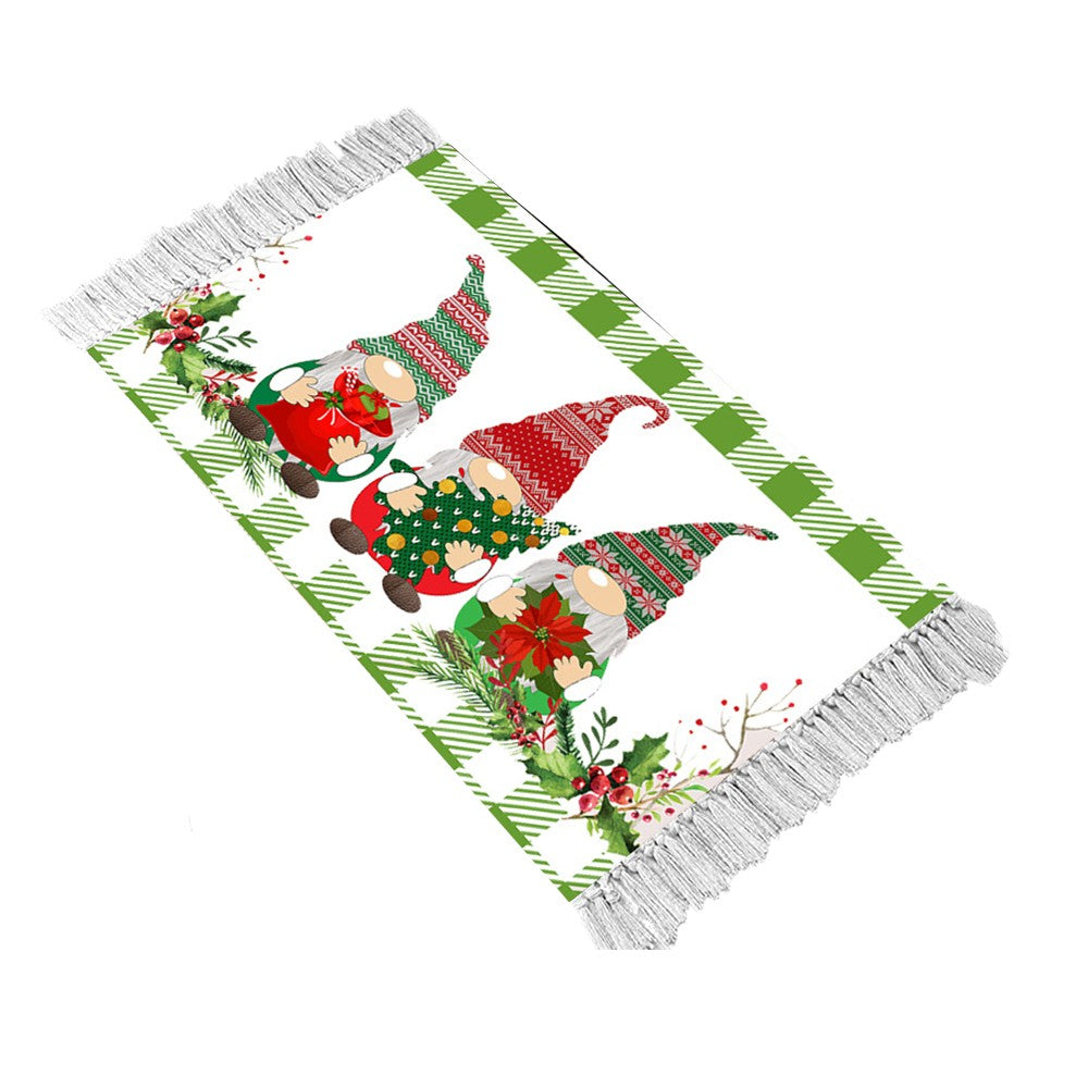 60x90cm Christmas Gnomes Printed Handwoven Floor Mat Indoor Doormat - Style 3
