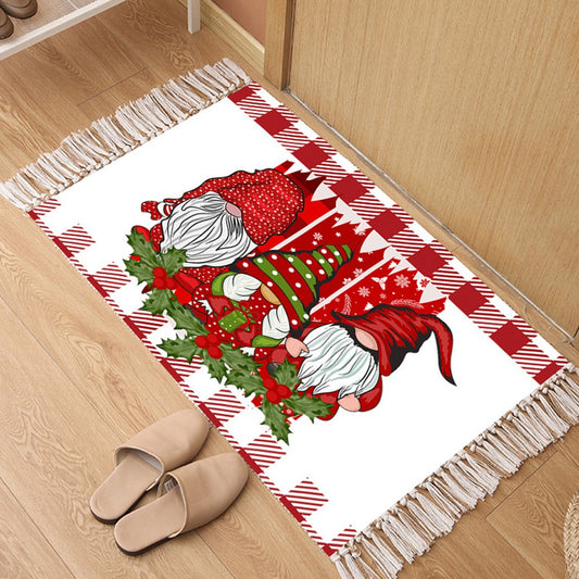 60x90cm Christmas Gnomes Printed Handwoven Floor Mat Indoor Doormat - Style 4