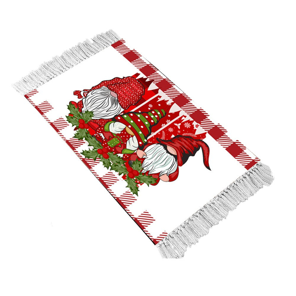 50x80cm Christmas Gnomes Printed Handwoven Floor Mat Indoor Doormat - Style 4