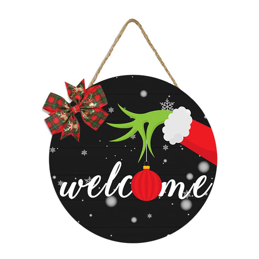Wooden Christmas Door Hanging Sign Xmas Home Door Wall Decor - Style 2