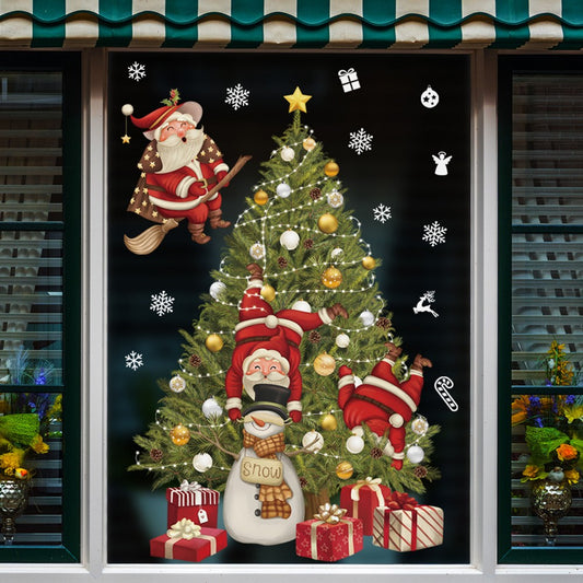 2Pcs Self-Adhesive Christmas Window Sticker Window Decals Holiday Window Decor