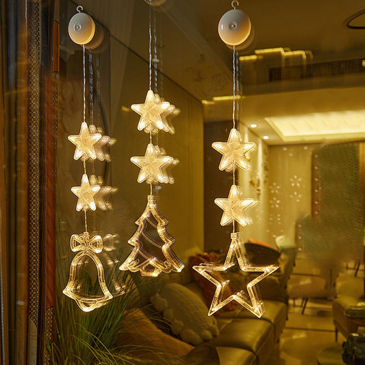 3xChristmas Window Hanging Lights LED Sucker Lamp for Indoor Outdoor Decor