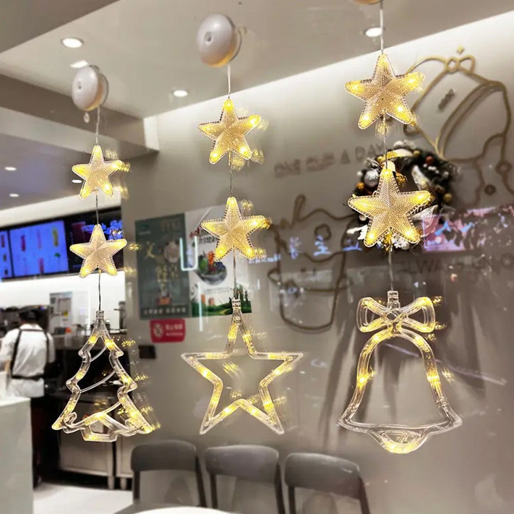 3xChristmas Window Hanging Lights LED Sucker Lamp for Indoor Outdoor Decor