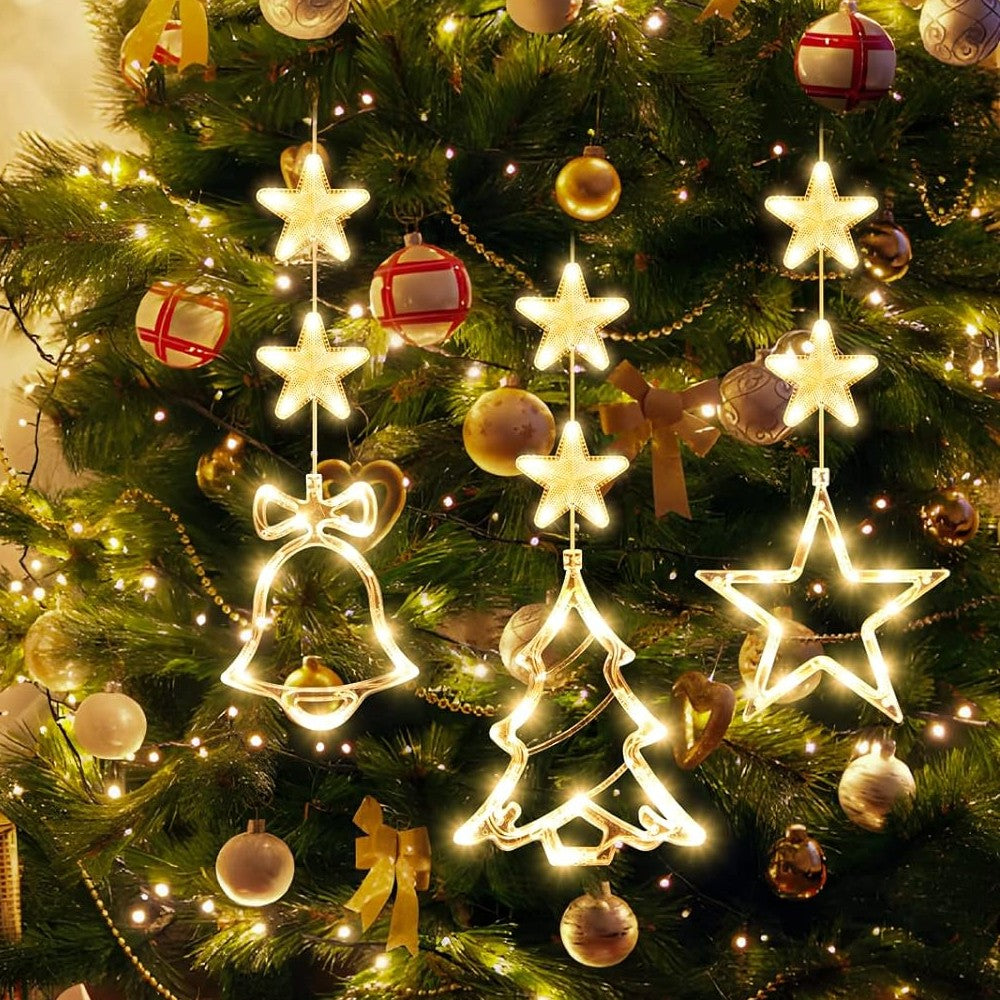 3xChristmas Window Hanging Lights LED Sucker Lamp for Indoor Outdoor Decor
