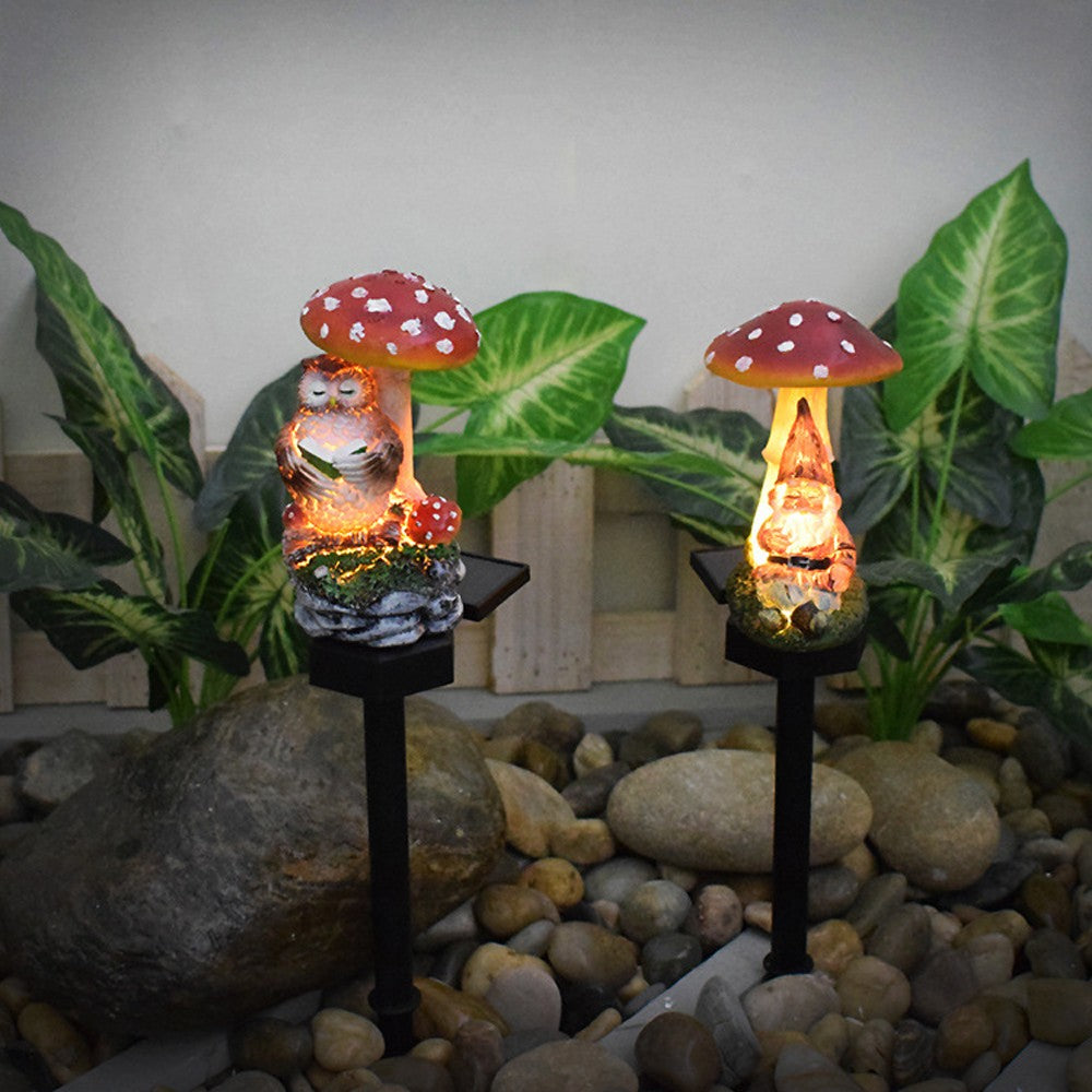 2xSolar Mushroom Light Waterproof Resin Lamp for Garden Decor