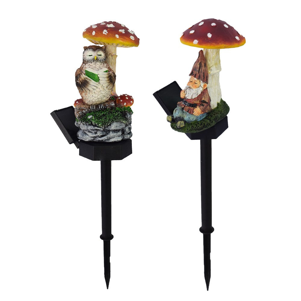 2xSolar Mushroom Light Waterproof Resin Lamp for Garden Decor
