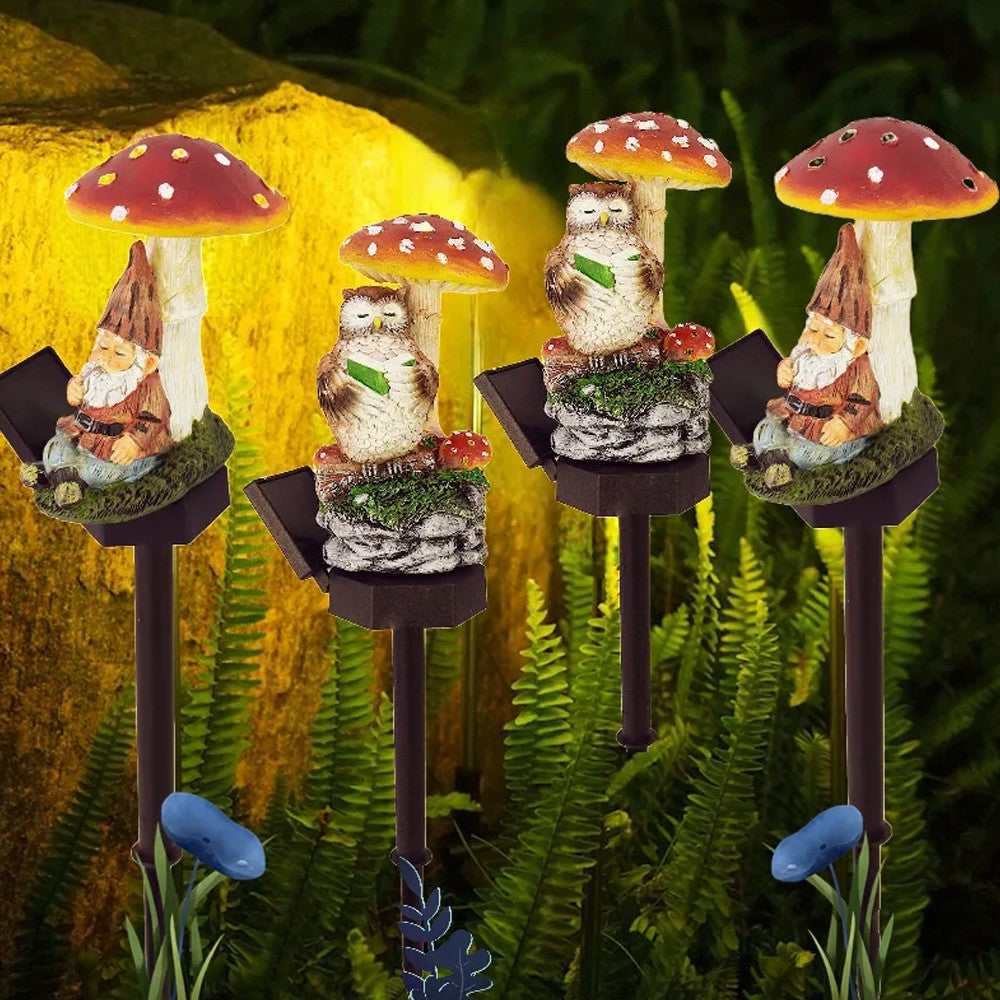 2xSolar Mushroom Light Waterproof Resin Lamp for Garden Decor