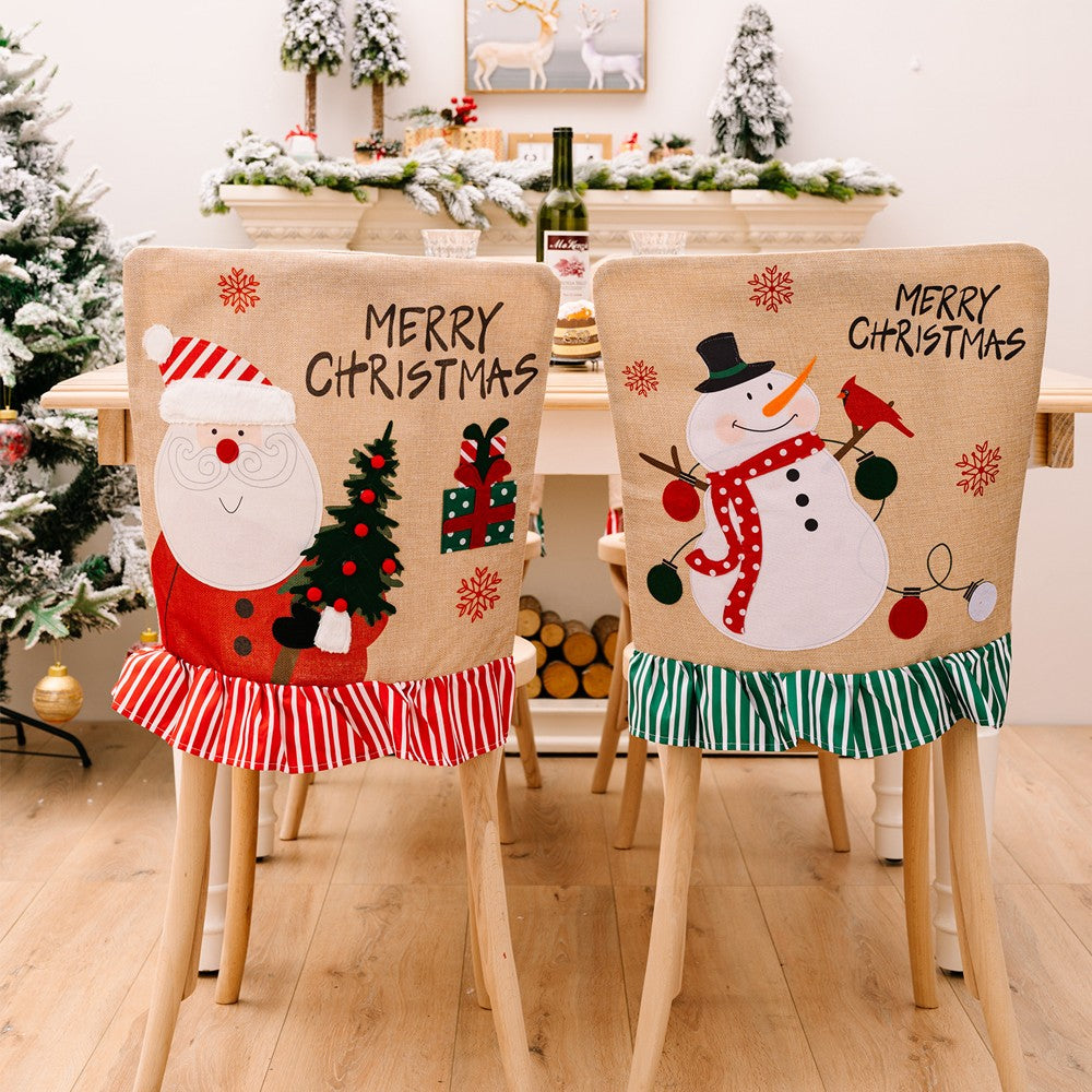 2Pcs Christmas Chair Back Cover Dining Chair Covers Holiday Party Home Decor
