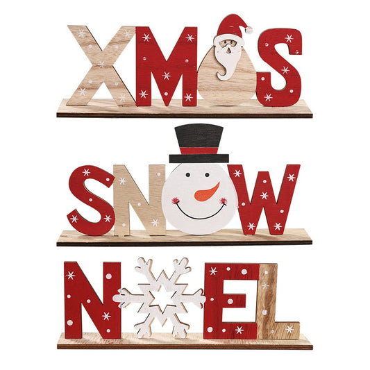 3Pcs Christmas Wooden Decoration Xmas Mantel Decor Tabletop Ornaments