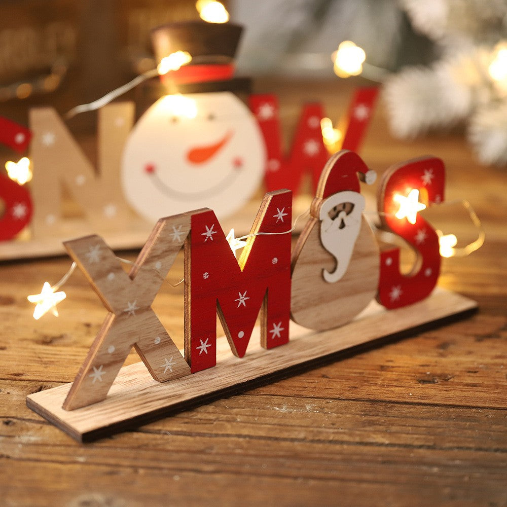 3Pcs Christmas Wooden Decoration Xmas Mantel Decor Tabletop Ornaments