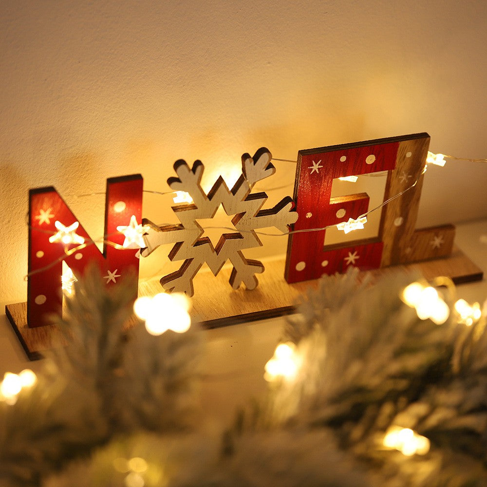 3Pcs Christmas Wooden Decoration Xmas Mantel Decor Tabletop Ornaments