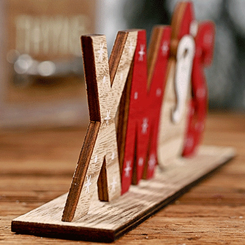 3Pcs Christmas Wooden Decoration Xmas Mantel Decor Tabletop Ornaments